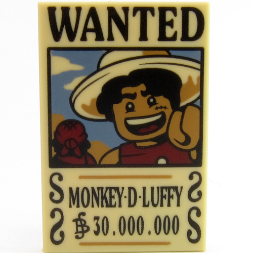 Visuel indicatif Rebrickable de Tuile 2 x 3 avec 'WANTED', 'MONKEY-D-LUFFY', '30.000.00' motif imprimé (Tile 2 x 3 with 'WANTED', 'MONKEY-D-LUFFY', '30.000.00' Print)