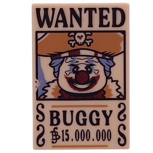 Visuel indicatif Rebrickable de Tuile 2 x 3 avec 'WANTED', BUGGY', '15.000.00' imprimé (Tile 2 x 3 with 'WANTED', BUGGY', '15.000.00' Print)
