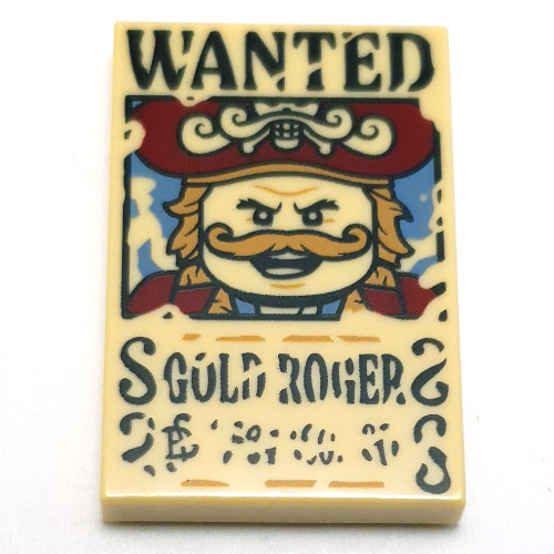 Visuel indicatif Rebrickable de Tuile 2 x 3 avec 'WANTED', roger or', motif imprimé (Tile 2 x 3 with 'WANTED', GOLD ROGER', Print)