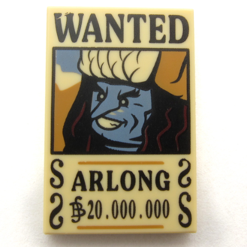 Visuel indicatif Rebrickable de Tuile 2 x 3 avec 'WANTED', arlong', '20.000.000' imprimé (Tile 2 x 3 with 'WANTED', ARLONG', '20.000.000' Print)