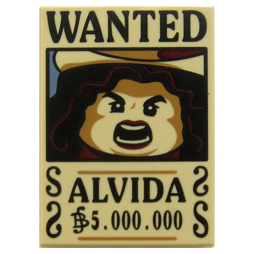Visuel indicatif Rebrickable de Tuile 2 x 3 avec 'WANTED', alvida', '5.000.000' imprimé (Tile 2 x 3 with 'WANTED', ALVIDA', '5.000.000' Print)
