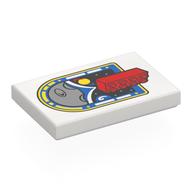 Visuel indicatif Rebrickable de Tuile 2 x 3 avec fenêtre arquée bleue, surface lunaire, motif imprimé rouge brique (Tile 2 x 3 with Blue Arched Window, Moon Surface, Red Brick Print)