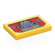 Visuel indicatif Rebrickable de Tuile 2 x 3 avec tête de robot rouge, motif imprimé Visage Soundwave violet foncé (Tile 2 x 3 with Red Robot Head, Dark Purple Soundwave Face Print)