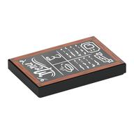 Visuel indicatif Rebrickable de Tuile 2 x 3 avec tableau noir, cadre en bois brun rougeâtre, 'Menu', Soupe, motif imprimé Challis (Tile 2 x 3 with Black Chalkboard, Reddish Brown Wooden Frame, 'Menu', Soup, Challis Print)