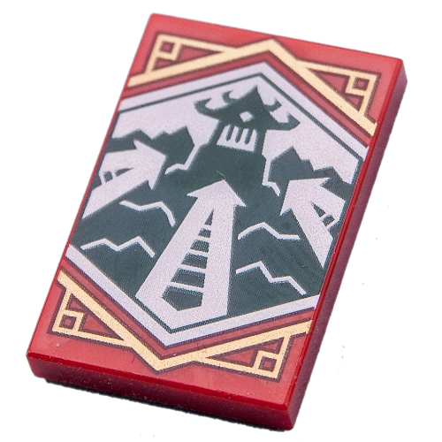 Visuel indicatif Rebrickable de Tuile 2 x 3 avec motif imprimé drapeau Ninjago vert foncé (Tile 2 x 3 with Dark Green Ninjago Flag Print)