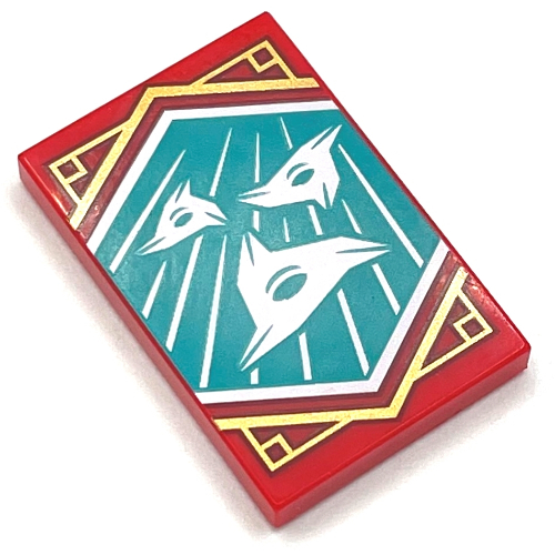 Visuel indicatif Rebrickable de Tuile 2 x 3 avec shuriken volant sur fond turquoise foncé motif imprimé (Tile 2 x 3 with Flying Shuriken on Dark Turquoise Background Print)