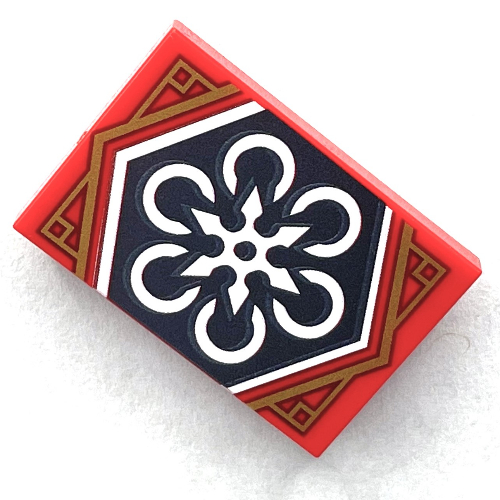 Visuel indicatif Rebrickable de Tuile 2 x 3 avec motif imprimé drapeau Ninjago noir (Tile 2 x 3 with Black Ninjago Flag Print)