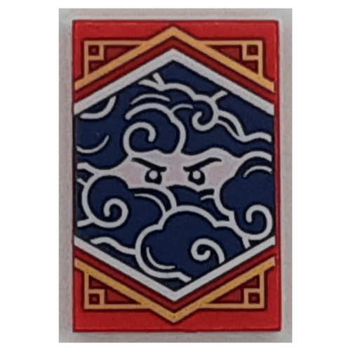 Visuel indicatif Rebrickable de Tuile 2 x 3 avec motif imprimé drapeau Ninjago bleu (Tile 2 x 3 with Blue Ninjago Flag Print)
