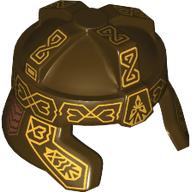 Casque nain, protection des joues et avant évasé avec or et cuivre décorations motif imprimé (Helmet Dwarf, Cheek Protection and Flared Front with Gold and Copper Decorations Print)