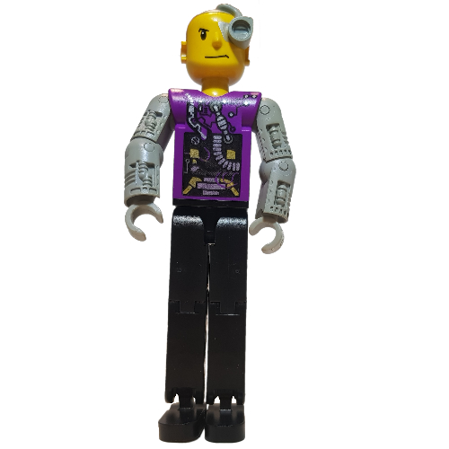 Visuel indicatif Rebrickable de Personnage Technic cyber personne, jambes noires, bras mécaniques, tête jaune, oculaire cyborg (Technic Figure Cyber Person, Black Legs, Mechanical Arms, Yellow Head, Cyborg Eyepiece)