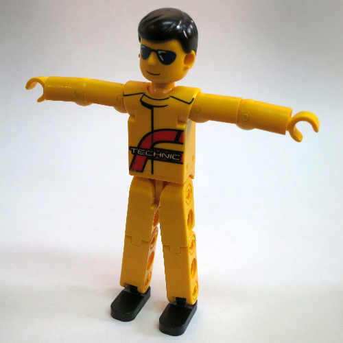 Visuel indicatif Rebrickable de Figurine Technic jambes jaunes, haut jaune [poussoir conducteur] (Technic Figure Yellow Legs, Yellow Top [Power Puller Driver])