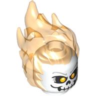 Visuel indicatif Rebrickable de Tête de minifigurine spéciale avec des flammes orange · transparent et crâne motif imprimé (coureur fantôme) (Minifig Head Special with Trans-Orange Flames and Skull Print (Ghost Rider))
