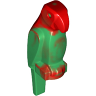 Visuel indicatif Rebrickable de Animal, oiseau, perroquet, bec grand et queue avec motif rouge marbré (Animal, Bird, Parrot, Wide Beak and Tail with Marbled Red Pattern)