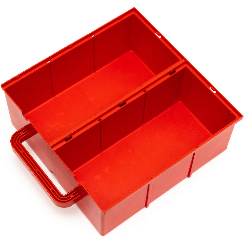 Bac de rangement, avec poignée et fentes pour six compartiments (Storage Bin, with Handle and Slots for Six Compartments)