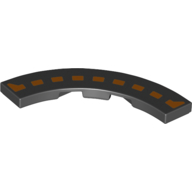 Visuel indicatif Rebrickable de Tuile 4 x 4 incurvée, macaroni avec motif imprimé ligne pointillée orange vif (Tile 4 x 4 Curved, Macaroni with Bright Orange Dotted Line Print)