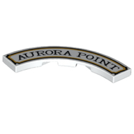 Visuel indicatif Rebrickable de Tuile 4 x 4 incurvée, macaroni avec motif imprimé 'AURORA POINT' (Tile 4 x 4 Curved, Macaroni with 'AURORA POINT' Print)