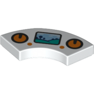 Visuel indicatif Rebrickable de Tuile 2 x 2 incurvée, macaroni avec motif imprimé contrôleur de jeu (Tile 2 x 2 Curved, Macaroni with Game Controller Print)