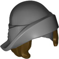 Visuel indicatif Rebrickable de Cheveux et chapeau, chapeau de bord plié doux sur le motif de cheveux coupés en bob brun foncé (Hair and Hat, Soft Folded Brim Hat over Dark Brown Bob Cut Hair Pattern)