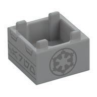 Boîte de conteneur 2 x 2 x 1 fond renforcé avec motif imprimé insigne impérial gris bleuâtre foncé (Container Box 2 x 2 x 1 Reinforced Bottom with Dark Bluish Grey Imperial Insignia Print)
