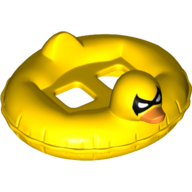 Minifigurine accessoire de taille canard anneau de bain / flotteur / gonflable avec noir Batman masque et orange billet motif imprimé (Minifig Hipwear Duck Swim Ring / Floatie / Inflatable with Black Batman Mask and Orange Bill Print)