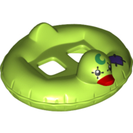 Visuel indicatif Rebrickable de Minifigurine accessoire de taille canard anneau de bain / floatie / gonflable avec patch violet foncé, vert croissant de lune et rouge bill motif imprimé (Minifig Hipwear Duck Swim Ring / Floatie / Inflatable with Dark Purple Patch, Green Crescent Moon and Red Bill Print)