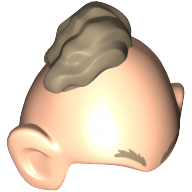 Tête haut, tête de cône chauve avec de grandes oreilles, sourcils brun foncé et motif imprimé touffe de cheveux (Head Top, Bald Conehead with Large Ears, Dark Tan Eyebrows and Hair Tuft Print)