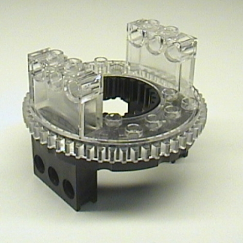 Visuel indicatif Rebrickable de Platine vinyle Technic type 1, 56 dents avec plateau transparent [complètement assemblé] (Technic Turntable Large Type 1, 56 Tooth with Trans-Clear Top [Complete Assembly])