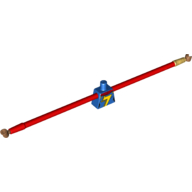 Torse, écharpe rouge et motif imprimé éclair jaune (ms marvel), longs bras en caoutchouc rouge, poignets en or, mains de nougat moyen (Torso, Red Scarf and Yellow Lightning Bolt Print (Ms Marvel), Red Long Rubber Arms, Gold Cuffs, Medium Nougat Hands)