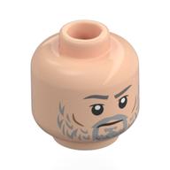 Tête de minifigurine cobb vanth, sourcils gris bleuté foncé, barbe gris bleuté clair, sourire neutre / déséquilibré (Minifig Head Cobb Vanth, Dark Bluish Grey Eyebrows, Scruffy Light Bluish Grey Beard, Neutral / Lopsided Grin)