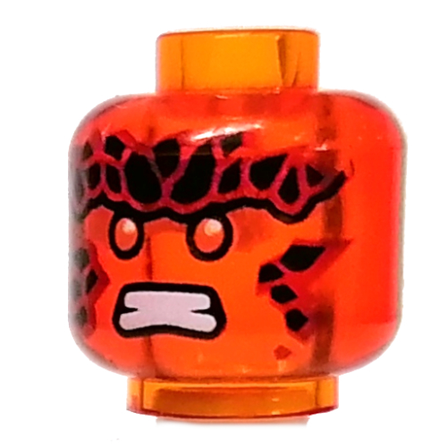Tête de minifigurine Cole, yeux rouges, échelles noires, motif imprimé dents en colère (Minifig Head Cole, Red Eyes, Black Scales, Angry Teeth Print)