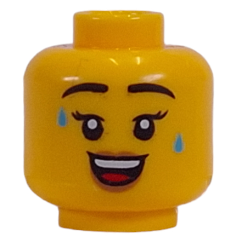 Tête de minifigurine Déterminé/ Transpiration, Motif imprimé souriant (Minifig Head Determined/ Sweating, Smiling Print)