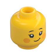 Cils de tête minifigurine, rougeurs orange clair vif, sourire déséquilibré / bouche ouverte sourire motif imprimé (Minifig Head Eyelashes, Bright Light Orange Blushes, Lopsided Grin / Open Mouth Smile Print)