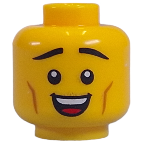 Tête de minifigurine déterminé grimace, sueur / sourire soulagé motif imprimé (Minifig Head Determined Grimace, Sweat / Relieved Smile Print)