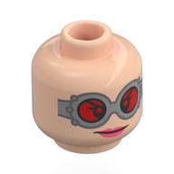 Tête de minifigurine Doc Ock, lunettes argentées, lunettes rouges, lèvres pêche (Minifig Head Doc Ock, Silver Goggles, Red Glasses, Peach Lip)