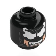 Tête de minifigurine Wolverine, Venomized, Yeux d'araignée blanc, Dents pointues / Visage nougat clair, sourcils noirs, Clous (Minifig Head Wolverine, Venomized, White Spider Eyes, Sharp Teeth / Light Nougat Face, Black Eyebrows, Stubbles)