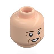 Tête de minifigurine michael schumacher, sourcils, rides, tendu bouche ouverte sourire motif imprimé (Minifig Head Michael Schumacher, Eyebrows, Wrinkles, Strained Open Mouth Smile Print)