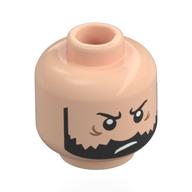 Tête de minifigurine Capitaine Haddock, sourcils noirs, barbe, Pieds de corbeau, En colère / Agacé (Minifig Head Captain Haddock, Black Eyebrows, Beard, Crow's Feet, Angry / Annoyed)