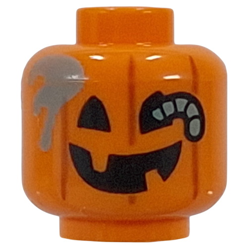 Tête de minifigurine Jack O Lantern citrouille, pourriture, ver à travers l'œil (Minifig Head Jack O Lantern Pumpkin, Rotting, Worm Through Eye)