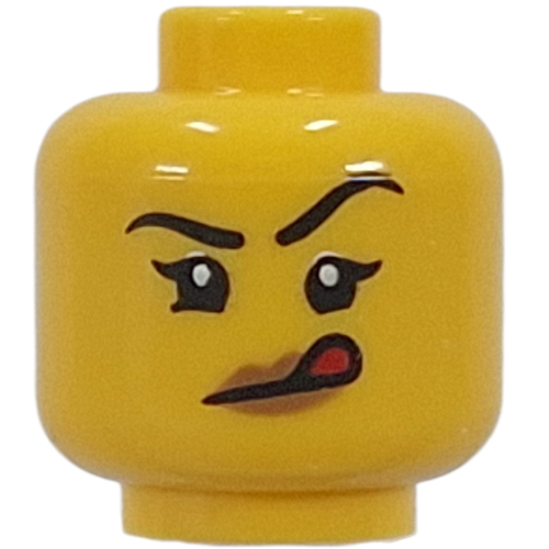 Tête de minifigurine Chocolatier, sourire lopside, langue sortante / bouche ouverte Sourire (Minifig Head Chocolatier, Lopsided Smile, Tongue Sticking Out / Open Mouth Smile)