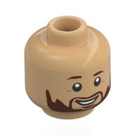 Tête de minifigurine Lionel Messi, sourcils brun rougeâtre, barbe, sourire (Minifig Head Lionel Messi, Reddish Brown Eyebrows, beard, Smiling)