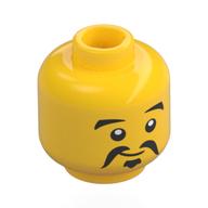 Tête de minifigurine Su Dongpo, sourcils noirs, moustache, bouc, Sourire / Suspicieux (Minifig Head Su Dongpo, Black Eyebrows, Moustache, Goatee, Smile / Suspisious)