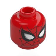 Tête de minifigurine Spider-Man, Yeux noirs/blancs, Fard à paupières argenté, Sangle noire (Minifig Head Spider-Man, Black/White Eyes, Silver Eyeshadow, Black Webbing)