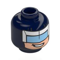 Tête de minifigurine Boomerang, Visière/Masque bleu moyen/blanc, visage nougat clair, sourire (Minifig Head Boomerang, Medium Blue / White Visor/Mask, Light Nougat Face, Smile)