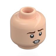 Tête de minifigurine Peregrin Touque, sourcils brun rougeâtre, ligne de menton, bouche ouverte dents, en colère / inquiet (Minifig Head Peregrin Took, Reddish Brown Eyebrows, Chin Line, Open Mouth Teeth, Angry / Worried)