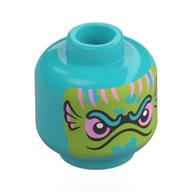 Tête de minifigurine léviathan, visage vert citron, branchies de poissons en métal rose, yeux (Minifig Head Leviathan, Lime Face, Metal Pink Fish Gills, Eyes)