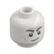 Tête de minifigurine Le baron sanglant, sourcils épais gris bleuté foncé, traits sur les joues, sourire lopsidé / froncement de sourcils (Minifig Head The Bloody Baron, Thick Dark Bluish Grey Eyebrows, Cheek Lines, Lopsided Smile / Lopsided Frown)