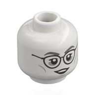 Tête de minifigurine Mimi Geignarde, sourcils gris bleuté foncé, lunettes argentées, lèvres noires, neutre / pleurs (Minifig Head Moaning Myrtle, Dark Bluish Grey Eyebrows, Silver Glasses, Black Lips, Neutral / Crying)