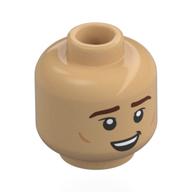 Tête de minifigurine Oscar Piastri, sourcils brun rougeâtre, bouche ouverte (Minifig Head Oscar Piastri, Reddish Brown Eyebrows, Open Mouth)