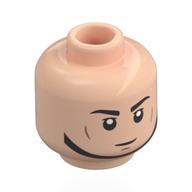 Tête de minifigurine impériale restes de la navette pilote, sourcils noirs, sangle, lignes de joue, neutre / en colère (Minifig Head Imperial Remnants Shuttle Pilot, Black Eyebrows, Strap, Cheek Lines, Neutral / Angry)