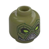 Tête de minifigurine embo, yeux vert citron, motif imprimé masque de respiration argent (Minifig Head Embo, Lime Eyes, Silver Breathing Mask Print)